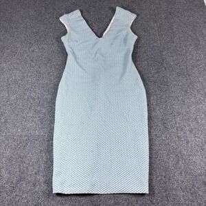 Bebe Blue White Geometric Fitted Stretch Sleeveless Bodycon Graduation‎ Dress XS